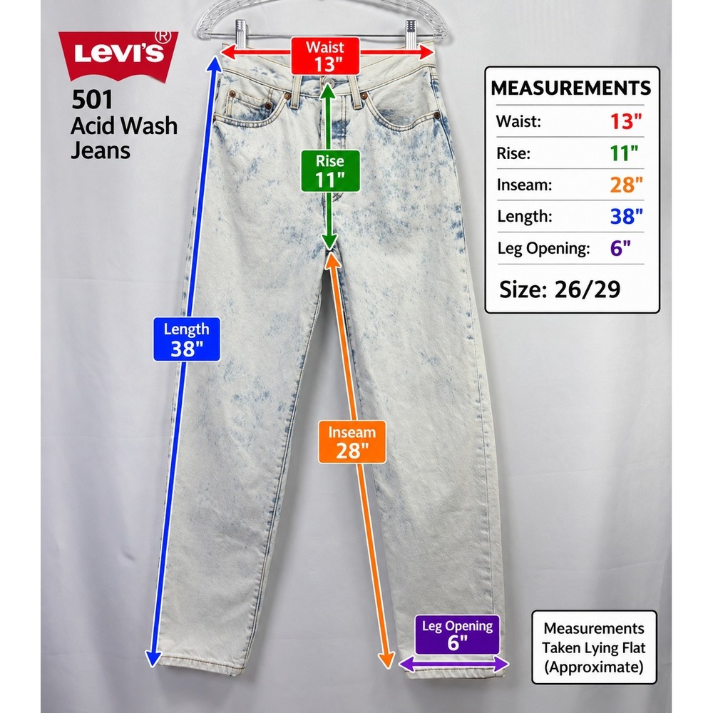 Levi's 501 '81 Jeans Women 26/29 Acid Wash Rare R-ONLY Blank Tab - Picture 4 of 11